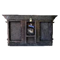 Traditional Newari Wooden Hand Carved [windows Design Wall Watch With Photo Frame], Natural Wood
