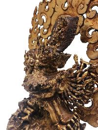Buddhist Statue Of Yamantaka, [full Fire Gold Plated], Antique Finishing