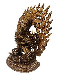 Buddhist Statue Of Yamantaka, [full Fire Gold Plated], Antique Finishing