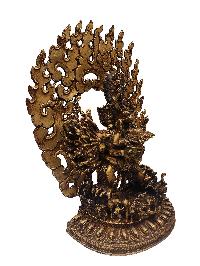 Buddhist Statue Of Yamantaka, [full Fire Gold Plated], Antique Finishing
