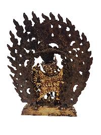 Buddhist Statue Of Yamantaka, [full Fire Gold Plated], Antique Finishing
