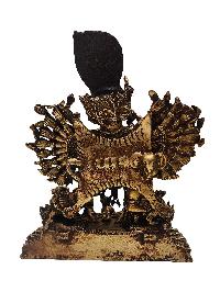 Buddhist Statue Of Yamantaka, [full Fire Gold Plated], Antique Finishing