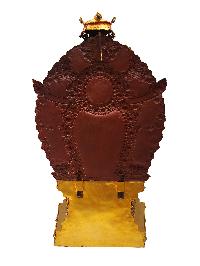 Buddhist Statue Of Shakyamuni Buddha On Throne, [full Fire Gold Plated], Face Painted] Finishing:traditional Color Finishing