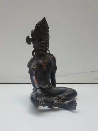 Nepali Handmade Statue Of Indra, [antique Finishing], [black Oxidized]

