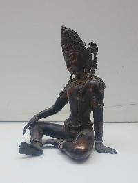 Nepali Handmade Statue Of Indra, [antique Finishing], [black Oxidized]
