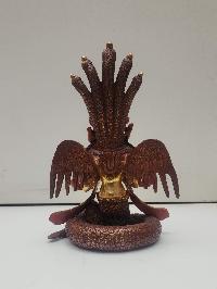 Buddhist Handmade Statue Of Naga Kanya, [face Painted], [partly Gold Plated]
