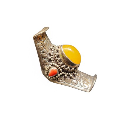 Designer Silver Jewellery [ring] With [amber Stone]