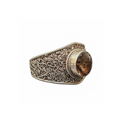 Designer Silver Jewellery [bangle Or Bracelet] With [smoky Topaz Stone]