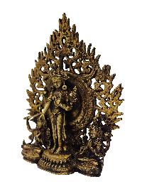Buddhist Statue Of Standing Green Tara With Manjushri And Chenrezig, [antique Finishing]