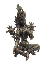 [old Stock], Buddhist Statue Of Green Tara, [black Oxidized], [antique Finishing]