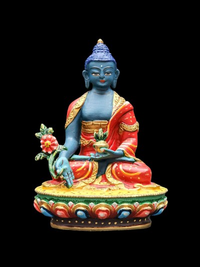 Buddhist Miniature Statue Of Medicine [high Quality], [traditional Color Finishing]
