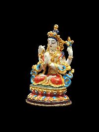 Buddhist Miniature Statue Of Chenrezig, [high Quality], [traditional Color Finishing]