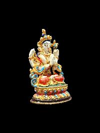Buddhist Miniature Statue Of Chenrezig, [high Quality], [traditional Color Finishing]