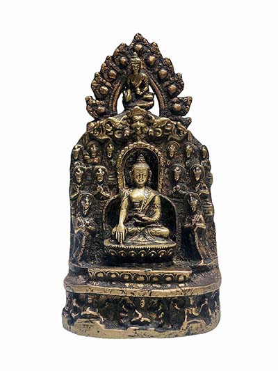 [unique], Buddhist Handmade Statue Of Shakyamuni Buddha On Throne, [antique Finishing]