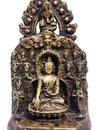 [unique], Buddhist Handmade Statue Of Shakyamuni Buddha On Throne, [antique Finishing]