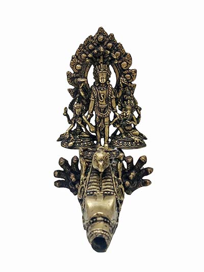 Traditional Dhunge Dhara [stone Water Tap], With Bishnu, [antique Finishing]
