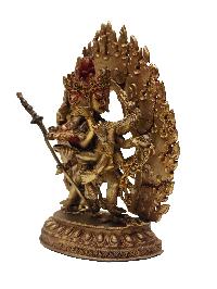 [best Price], Buddhist Handmade Statue Of Chakrasamvara, [face Painted, Gold Plated], [last Piece]