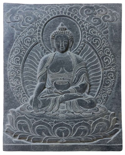 Shakyamuni Buddha Carved In Stone, [slate], [3d]