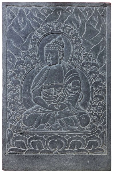 Amitabha Buddha Carved In Stone, [slate], [3d]
