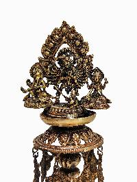 [unique], Statue Of Panas, Oil Lamp, Sukunda With Bhadrakali, Ganesh And Laksmi Or Laxmi, Panas, [antique Finishing]