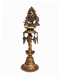 [unique], Statue Of Panas, Oil Lamp, Sukunda With Bhadrakali, Ganesh And Laksmi Or Laxmi, Panas, [antique Finishing]