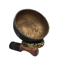 [rare Find], Buddhist Real Antique Hand Beaten [bangladeshi] Jambati Singing Bowl, Carved Design, Beautiful Sound Quality, [antique]