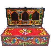 Buddhist Handmade Wooden Traveling Altar [chesum] Box, [foldable], With Three Buddhas