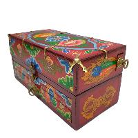 Buddhist Handmade Wooden Traveling Altar [chesum] Box, [foldable], With Three Buddhas