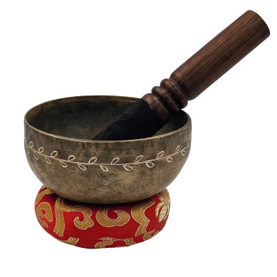 Singing Bowl Thadobati, Buddhist Hand Beaten Bowls, Hand Carved, Antique, [select Accessories]