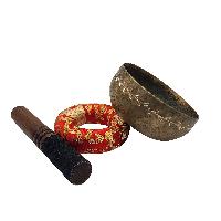 Singing Bowl Thadobati, Buddhist Hand Beaten Bowls, Hand Carved, Antique, [select Accessories]