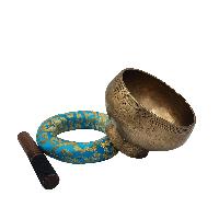 Buddhist Hand Beaten Stand Naga Singing Bowl, Antique, [select Accessories]