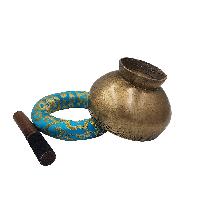 Buddhist Hand Beaten Stand Naga Singing Bowl, Antique, [select Accessories]