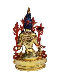 Green Tara Statue, Buddhist Handmade Statue, [face Painted], [gold Plated], [stone Setting]