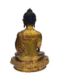 Buddhist Handmade Statue Of Shakyamuni Buddha, [face Painted], [gold Plated], [stone Setting]
