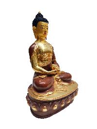 Amitabha Buddha Statue, Buddhist Handmade Statue With Extra Gold On Base, [partly Gold Plated, Face Painted]