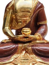 Amitabha Buddha Statue, Buddhist Handmade Statue With Extra Gold On Base, [partly Gold Plated, Face Painted]