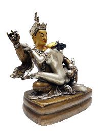 Padmasambhava Shakti Statue, A Buddhist Handmade Statue, [silver And Chocolate Oxidized], [face Painted]