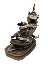 Padmasambhava Shakti Statue, A Buddhist Handmade Statue, [silver And Chocolate Oxidized], [face Painted]