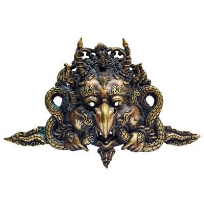 Garuda Metal Mask, Buddhist Handmade Ritual Mask, Antique Finishing