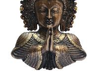 Buddha Metal Mask, Buddhist Handmade Ritual Mask, Antique Finishing