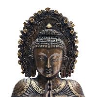 Buddha Metal Mask, Buddhist Handmade Ritual Mask, Antique Finishing