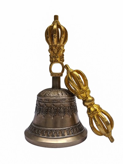 [dehradun] Bell And Dorje [vajra], Bronze, [high Quality], Antique Finishing
