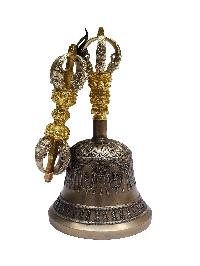 [dehradun] Bell And Dorje [vajra], Bronze, [high Quality], Antique Finishing