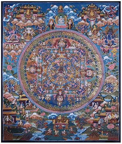[old Stock], Mandala Thangka, Buddhist Handmade Thangka, Hand Painted, Antique, Real Gold