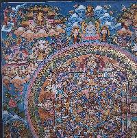 [old Stock], Mandala Thangka, Buddhist Handmade Thangka, Hand Painted, Antique, Real Gold