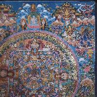 [old Stock], Mandala Thangka, Buddhist Handmade Thangka, Hand Painted, Antique, Real Gold