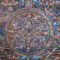 [old Stock], Mandala Thangka, Buddhist Handmade Thangka, Hand Painted, Antique, Real Gold