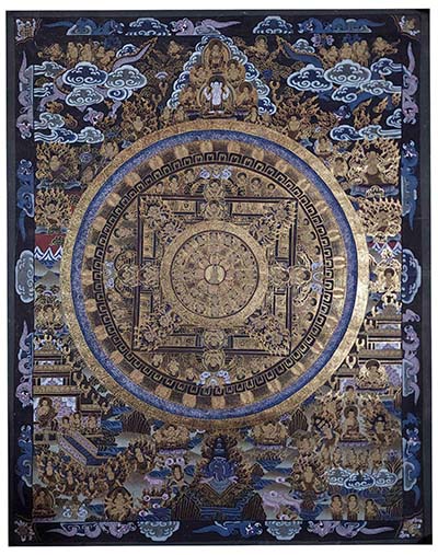 [old Stock], Mandala Thangka, Buddhist Handmade Thangka, Hand Painted, Antique, Real Gold