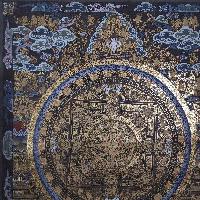 [old Stock], Mandala Thangka, Buddhist Handmade Thangka, Hand Painted, Antique, Real Gold