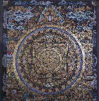 [old Stock], Mandala Thangka, Buddhist Handmade Thangka, Hand Painted, Antique, Real Gold